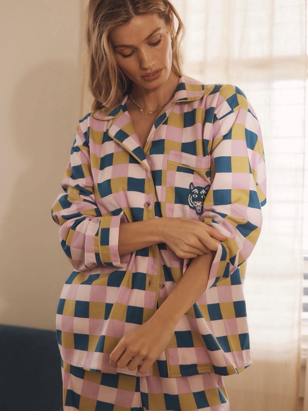 Anthropologie Liv Lee Flannel Buttondown Pajama Set